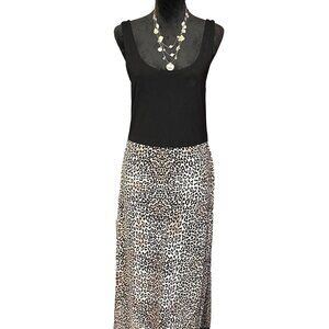 💖Vince Camaro black with animal print sleeve less maxidress gold exposed zipper